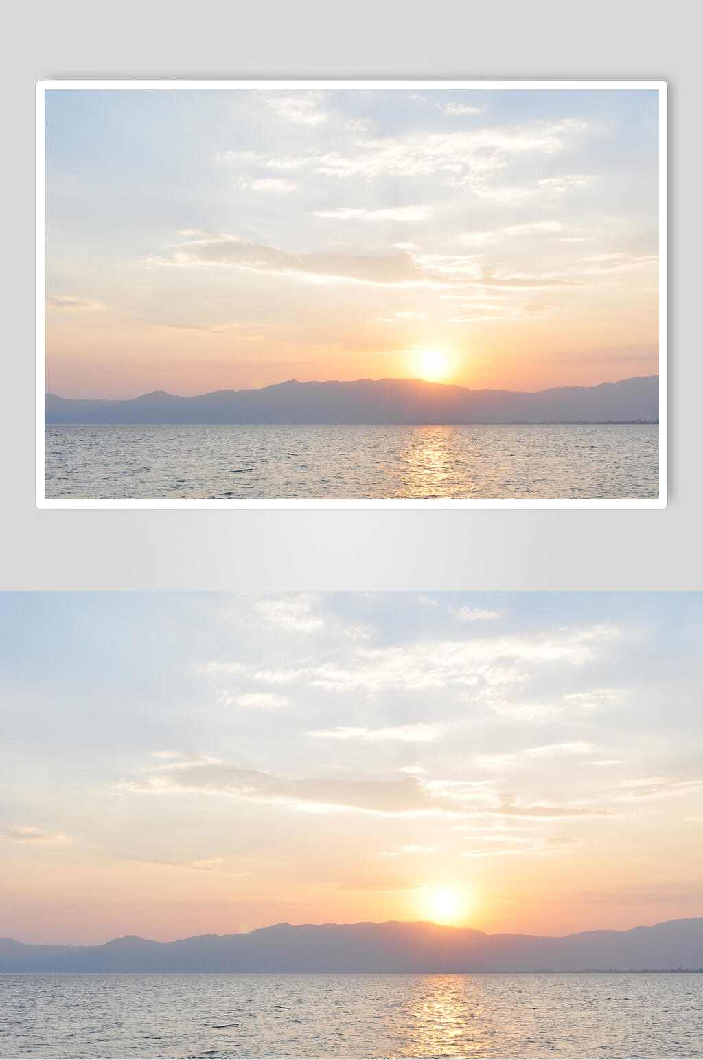 彩霞缤纷夕阳朝霞平静海面图片素材