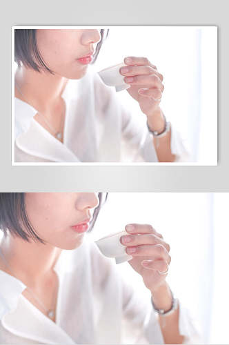 喝柑普茶摄影图片
