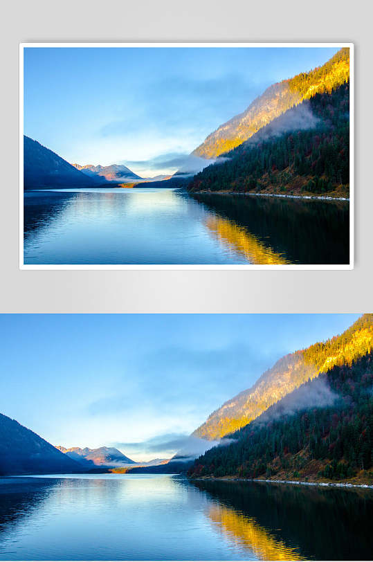 山峰湖泊河流风景图片