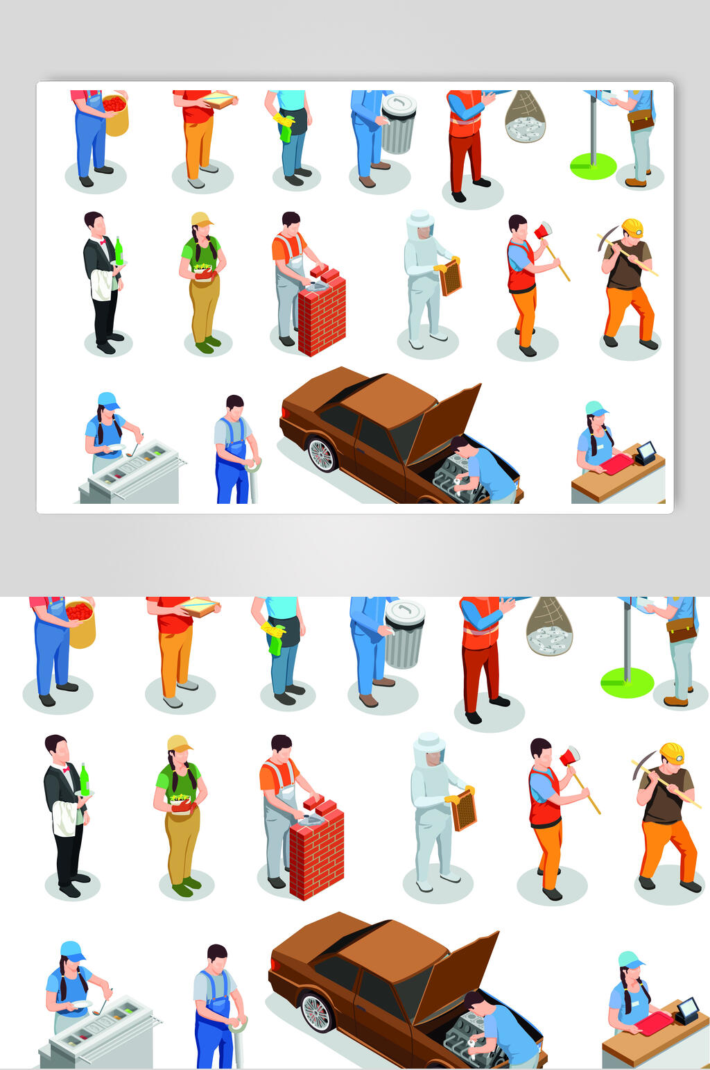 扁平化工程服务基层工作插画素材素材