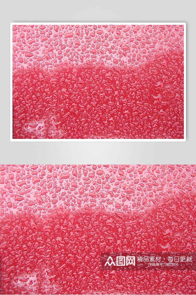红色背景透明水珠雨滴图片素材