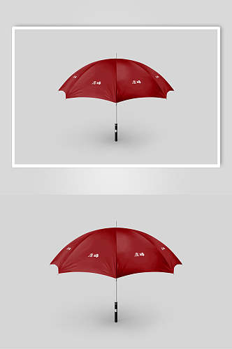 复古风红色雨伞餐厅样机效果图