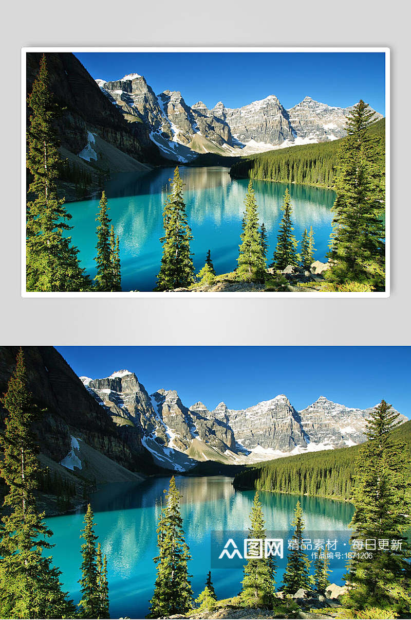 冰川倒影山峰湖泊风景图片素材