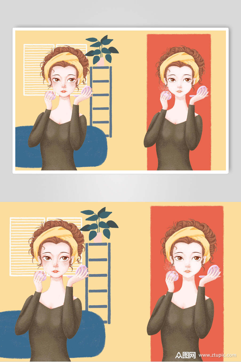 粉底美容美妆插画素材