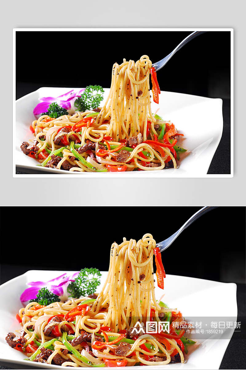 意面意大利直通黑椒面美食高清图片素材
