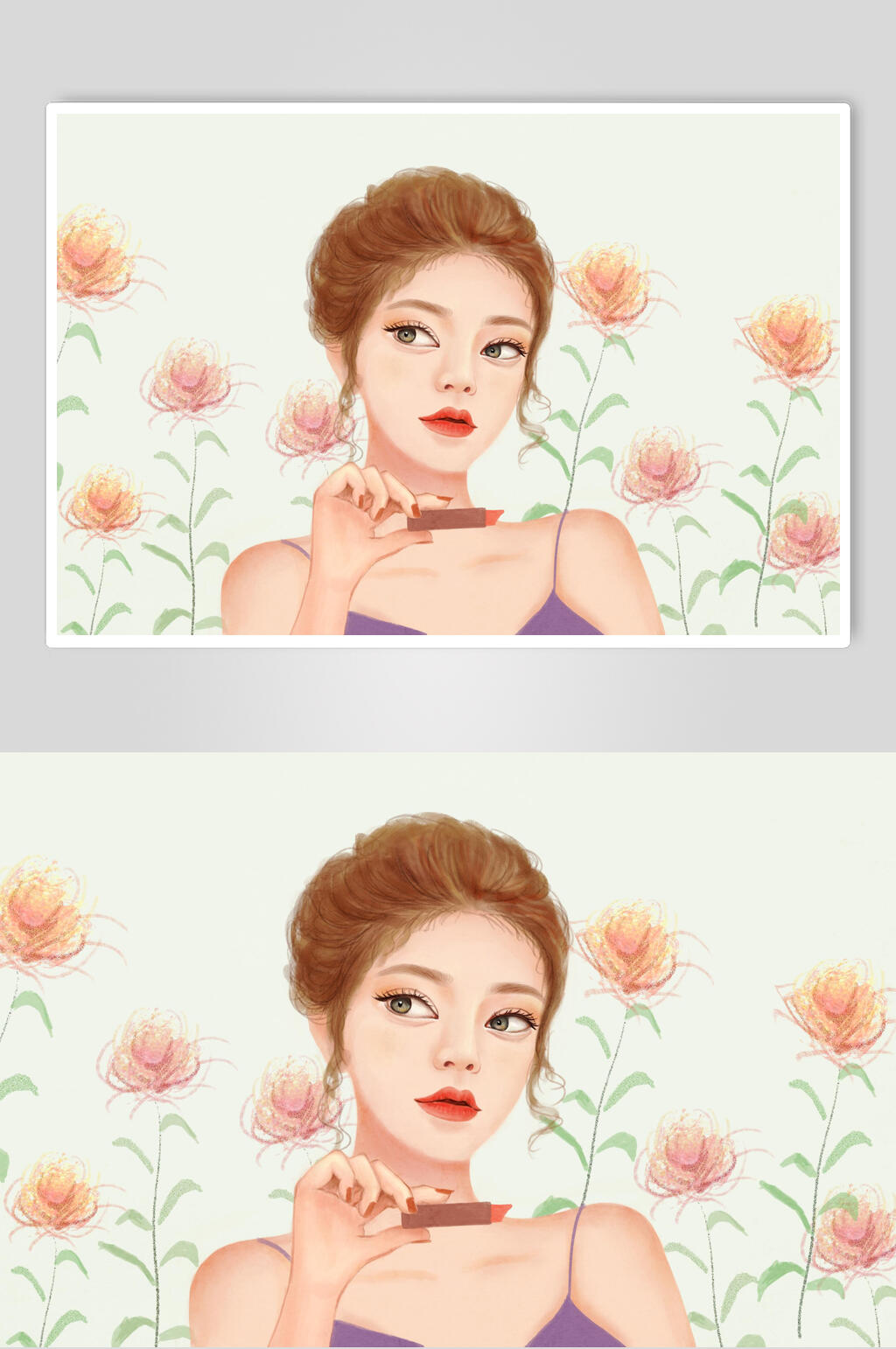 清新淡雅口红美容美妆插画素材素材