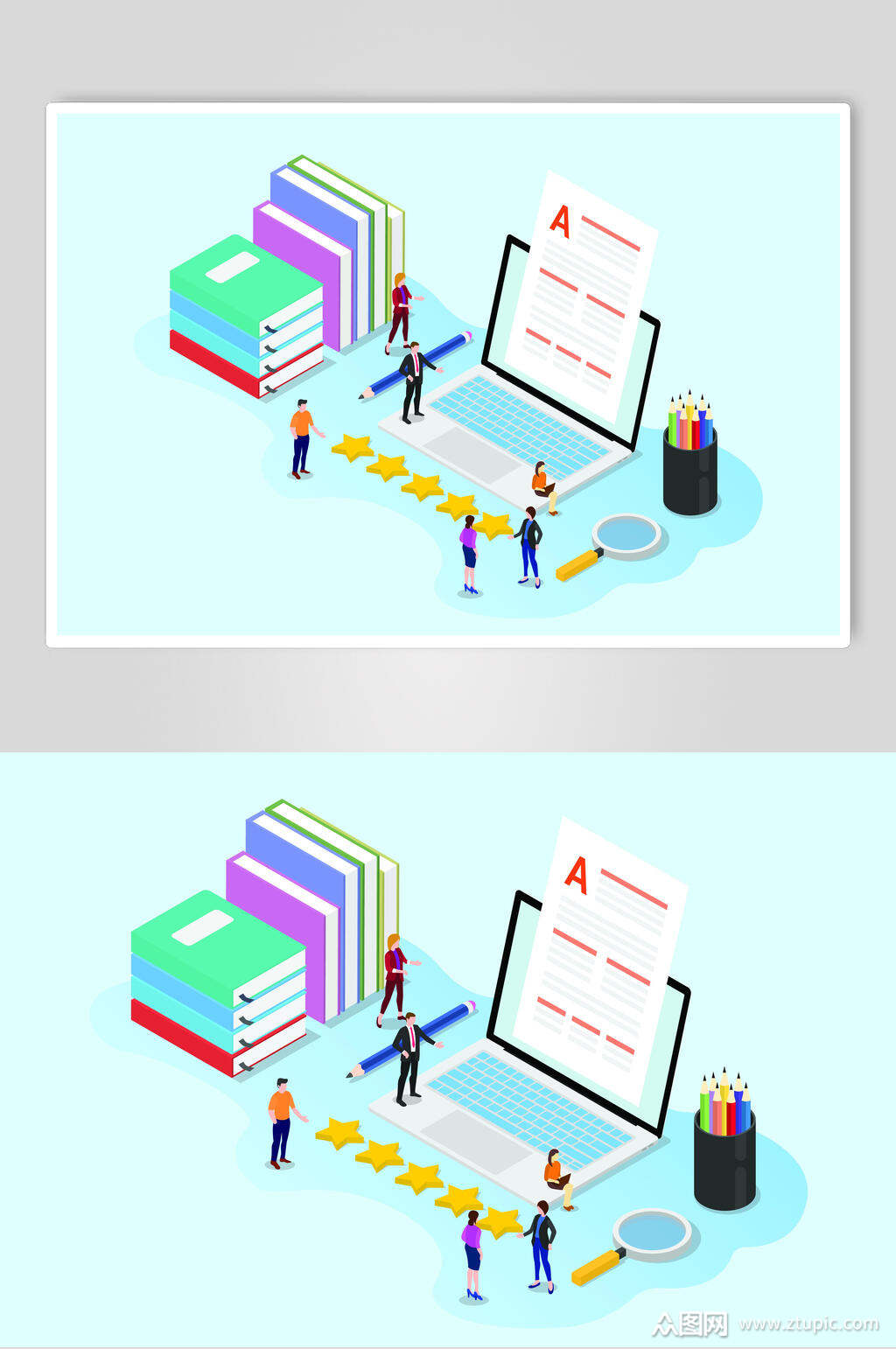 扁平化清新线上调查评价插画设计素材模板下载-编号1916810-众图网