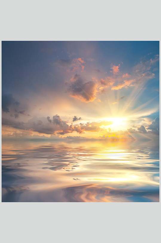 蓝天白云唯美意境夕阳朝霞图片