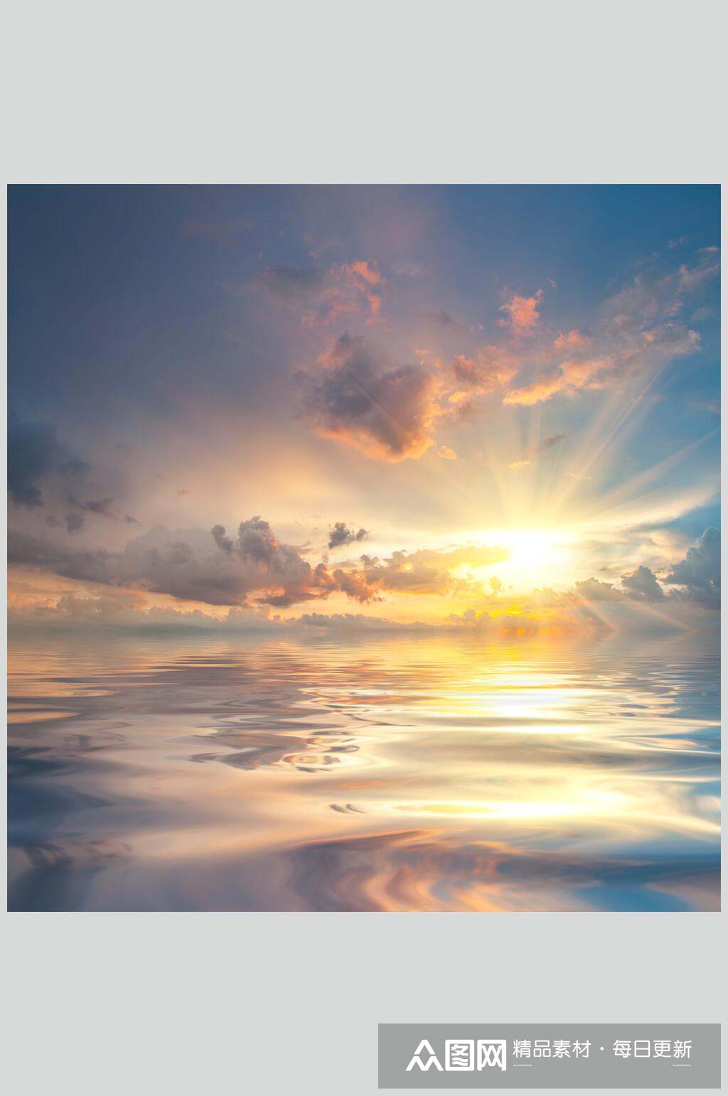 蓝天白云唯美意境夕阳朝霞图片