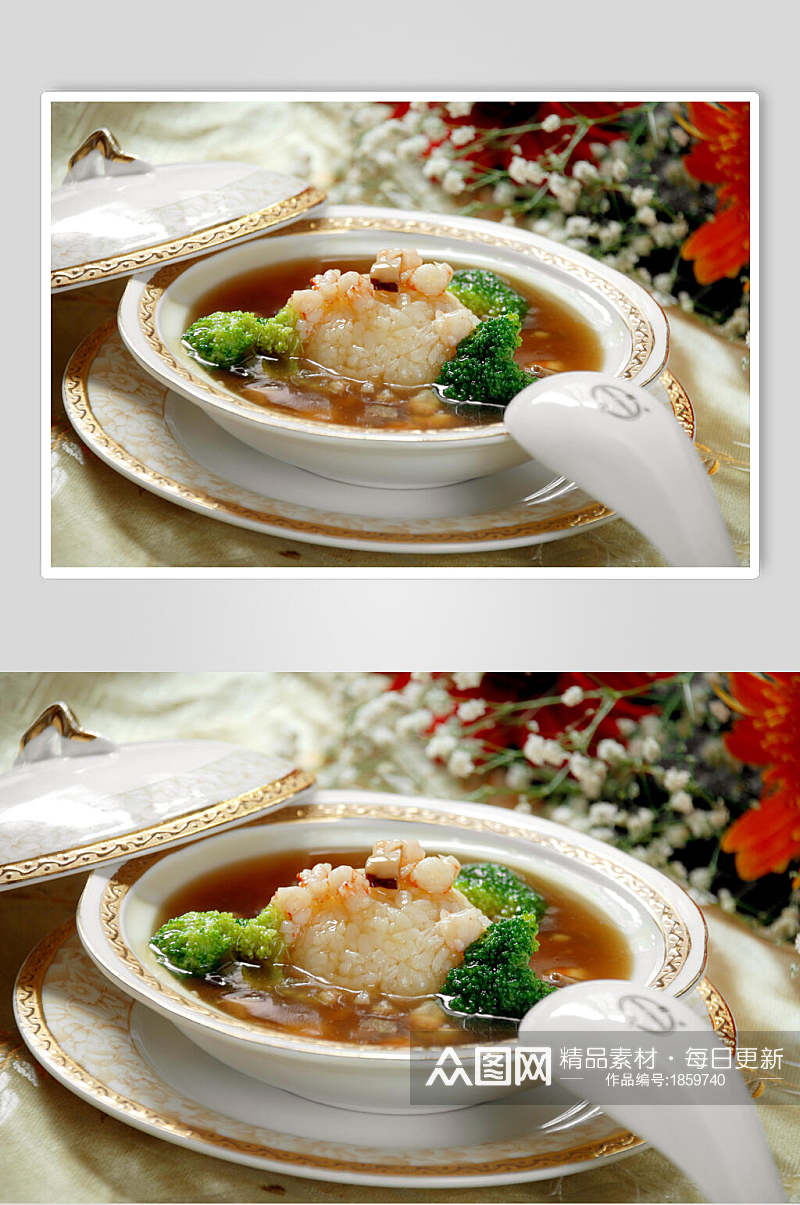 香菇瑶柱扣饭食品高清图片素材