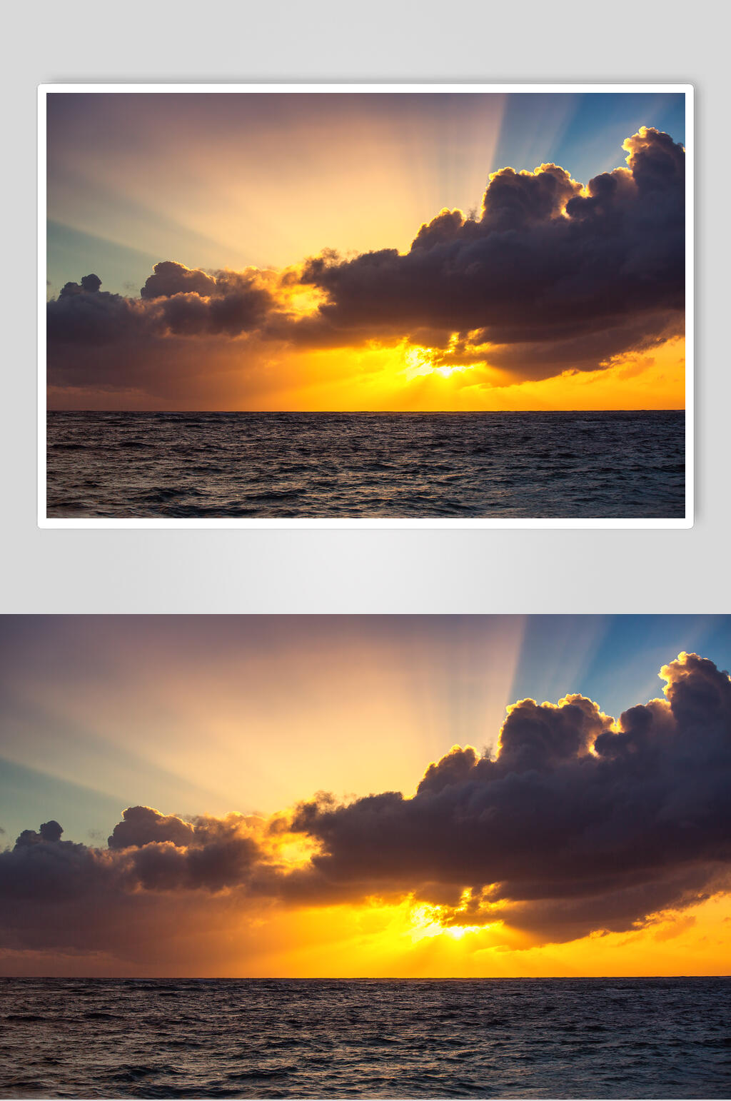 金光云朵唯美大海浪漫夕阳朝霞图片素材
