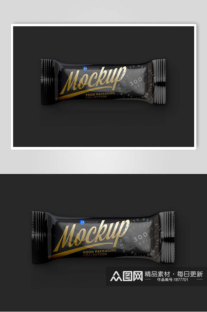 黑金高端巧克力糖果包装样机效果图素材