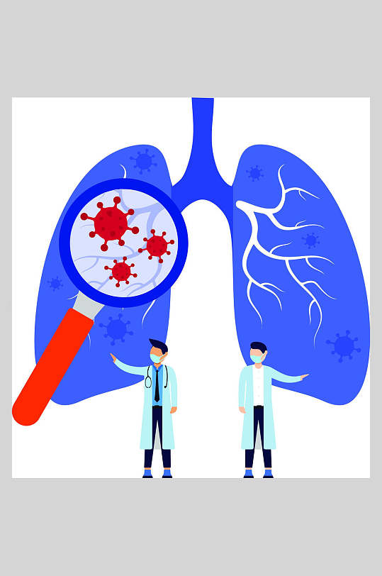 扁平化肺部病毒插画设计素材