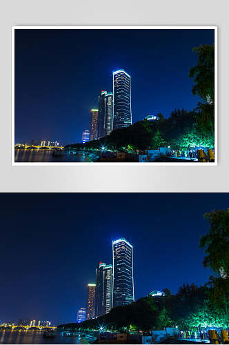 城市长沙夜色风光摄影图片
