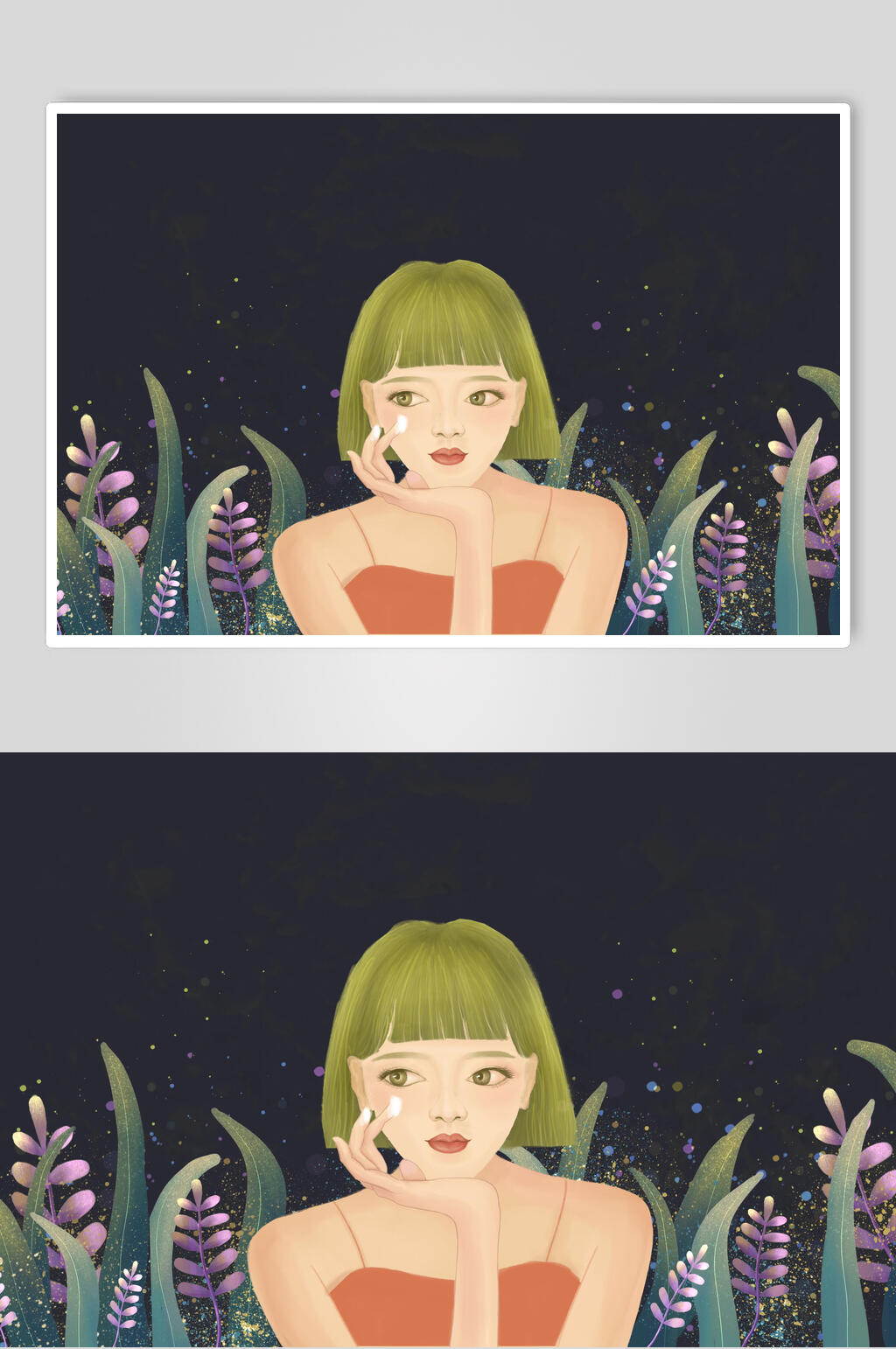 热带植物护肤品美容美妆插画素材素材