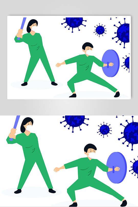 抵抗病毒扁平化插画设计