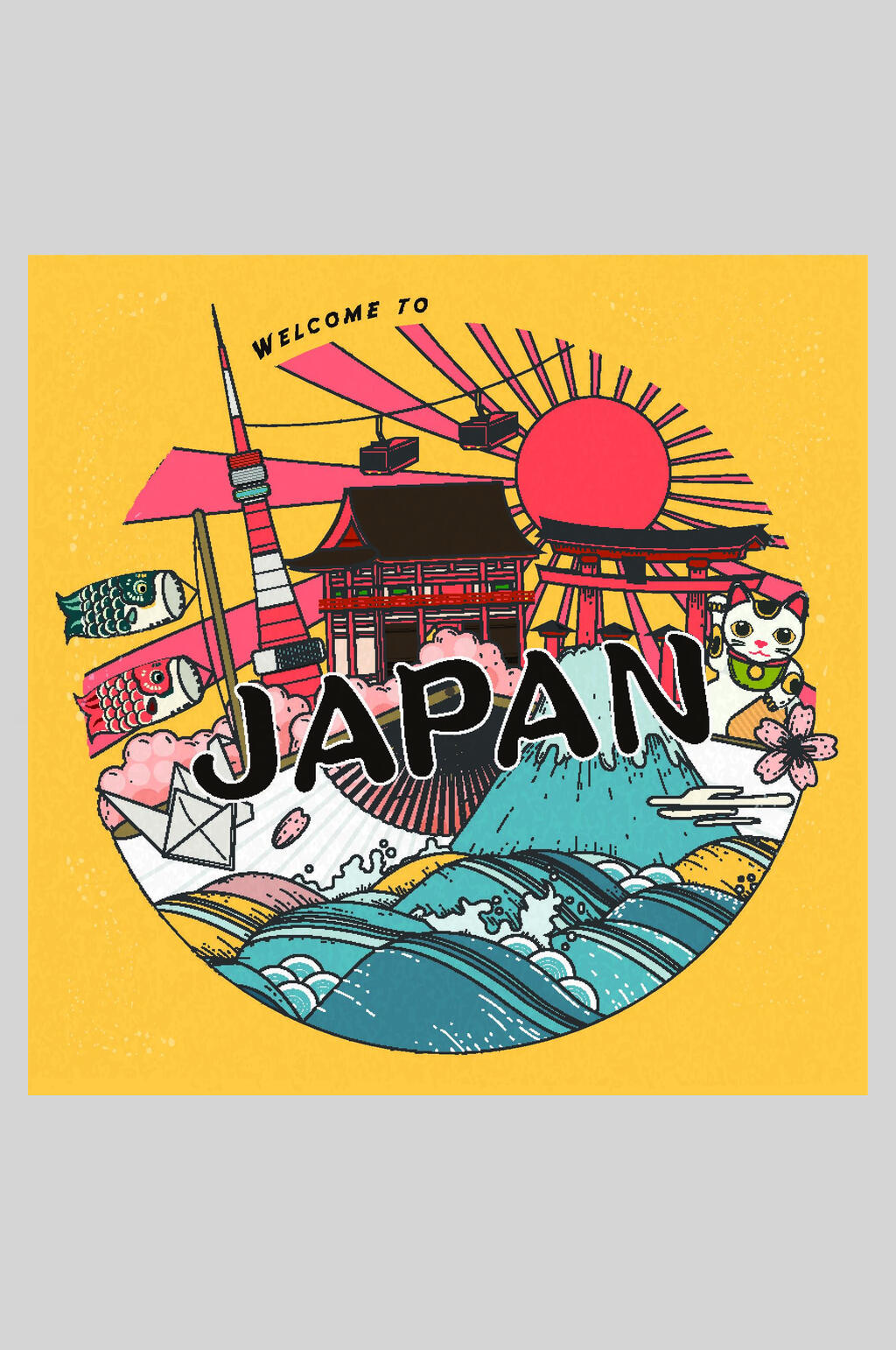 日式山水旅游插画素材素材