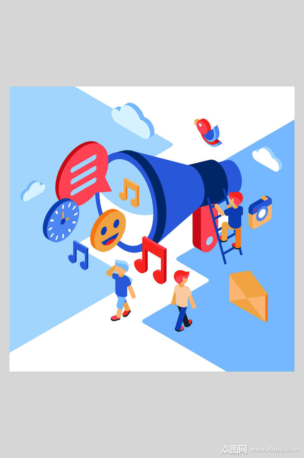 个性商务简约扁平化插画设计