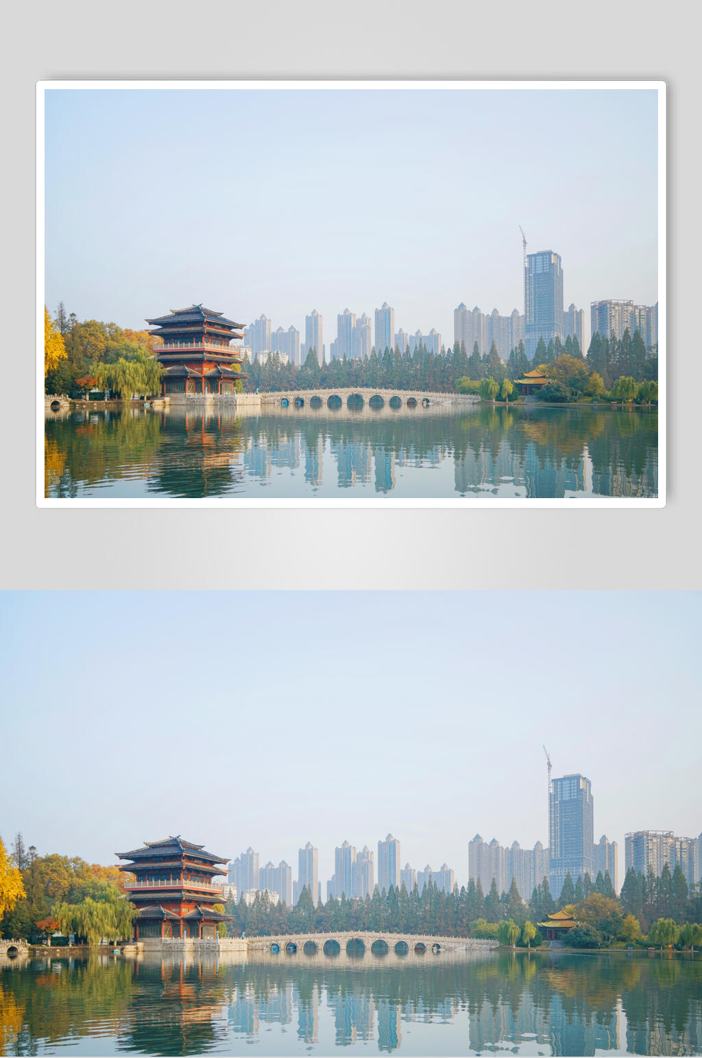 安徽合肥古逍遥津拱桥远景图片素材