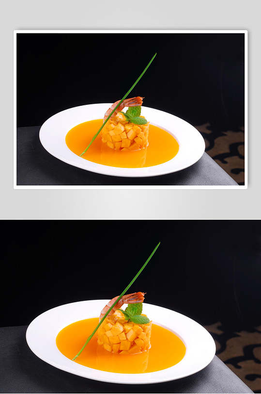 芒果大虾沙拉美食摄影图片