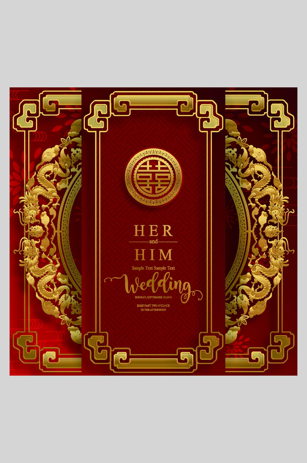 创意红金新年婚礼设计元素素材