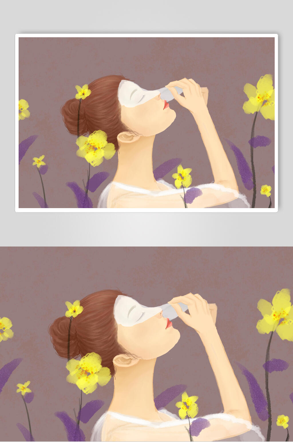 补水保湿面膜美容美妆插画素材素材