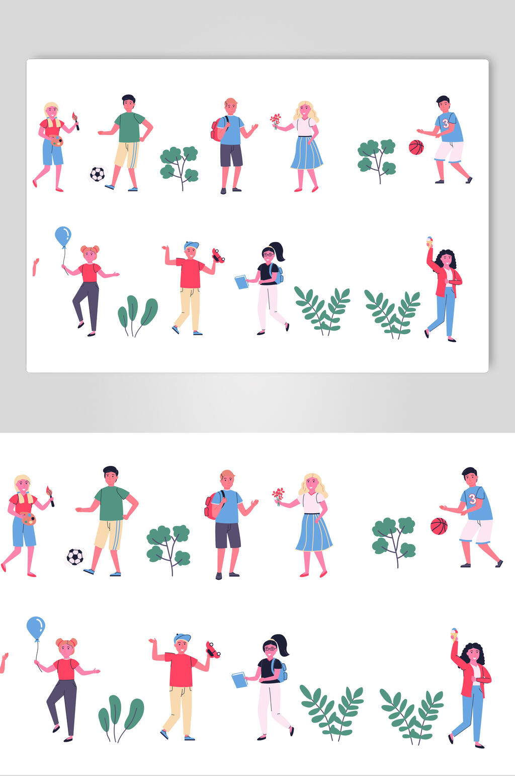 清新人物插画设计元素素材