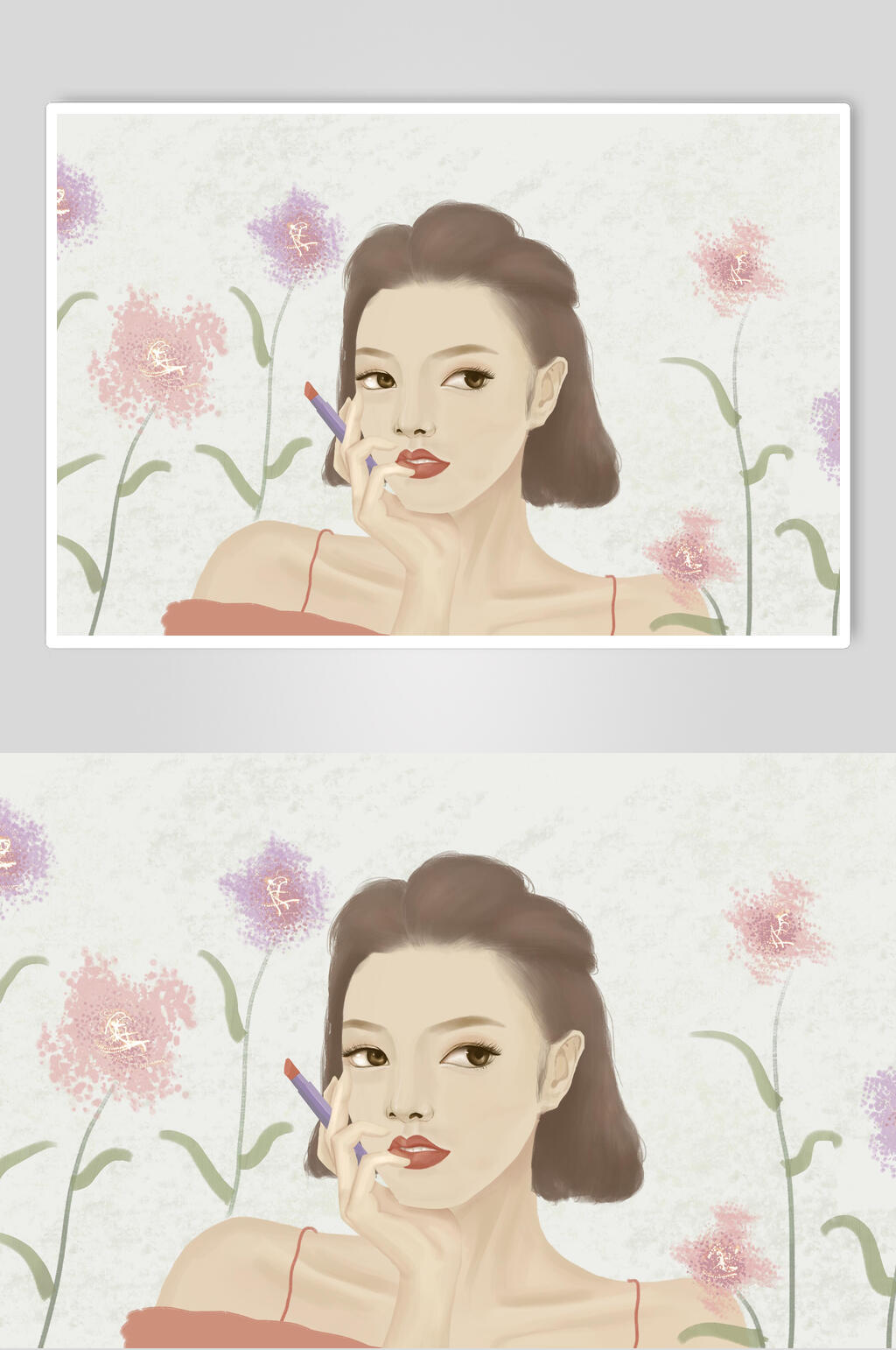 魅力唇妆美容美妆插画素材素材