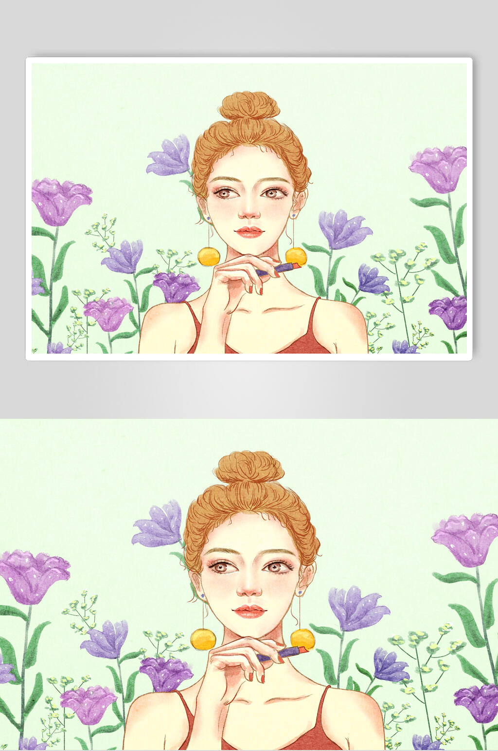 清新花卉精致美容美妆插画素材素材