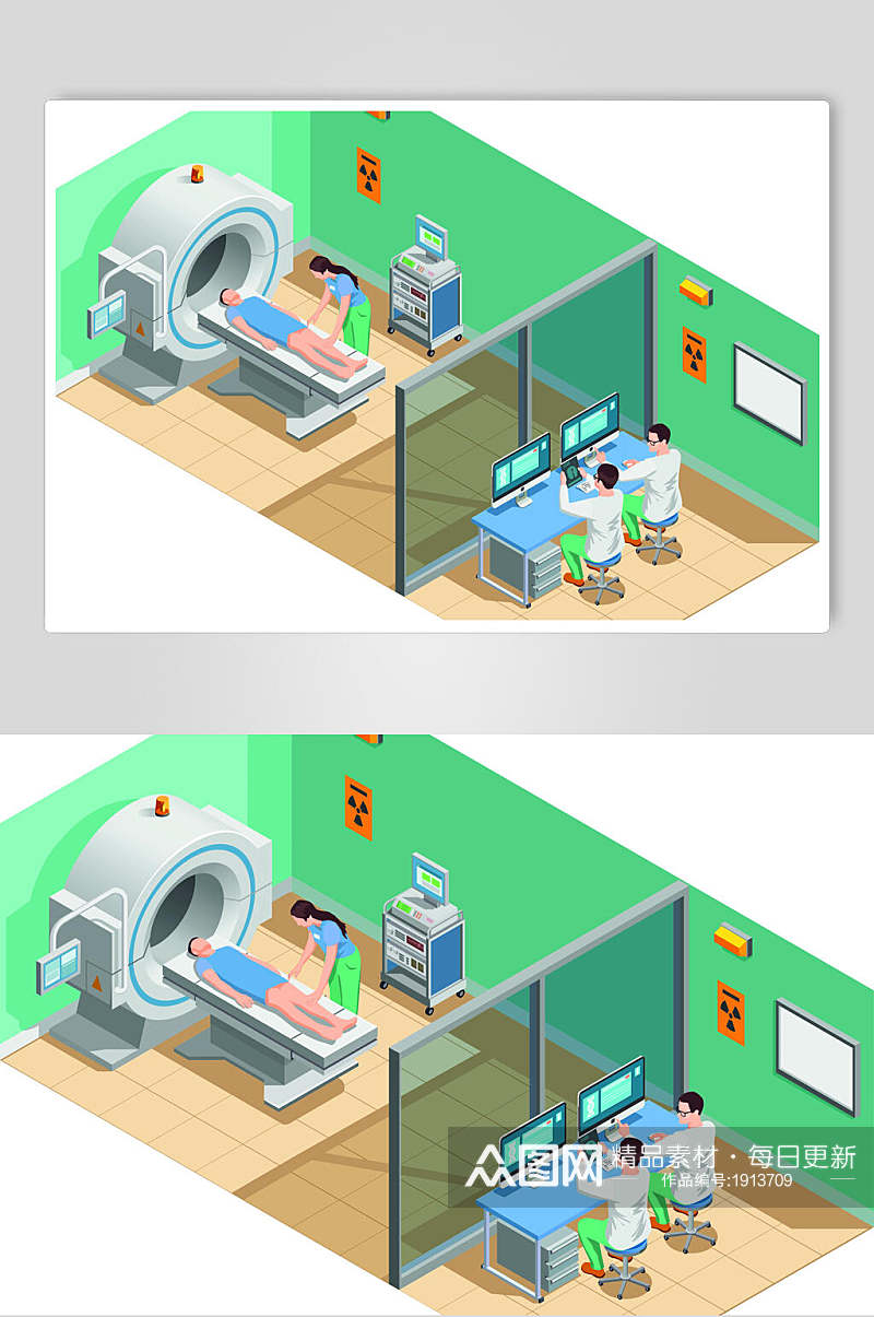 扁平化放射检查医疗插画素材素材