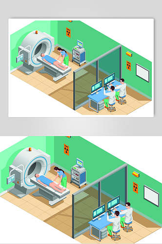 扁平化放射检查医疗插画素材