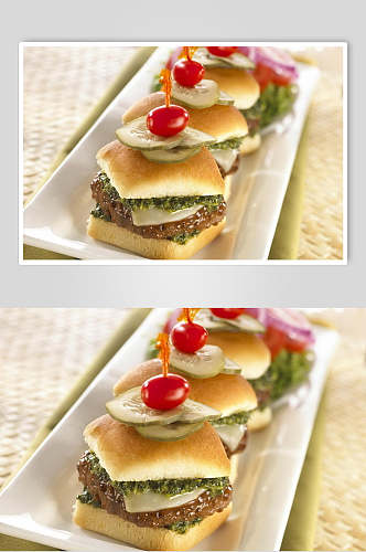 香辣美味汉堡摄影元素图片