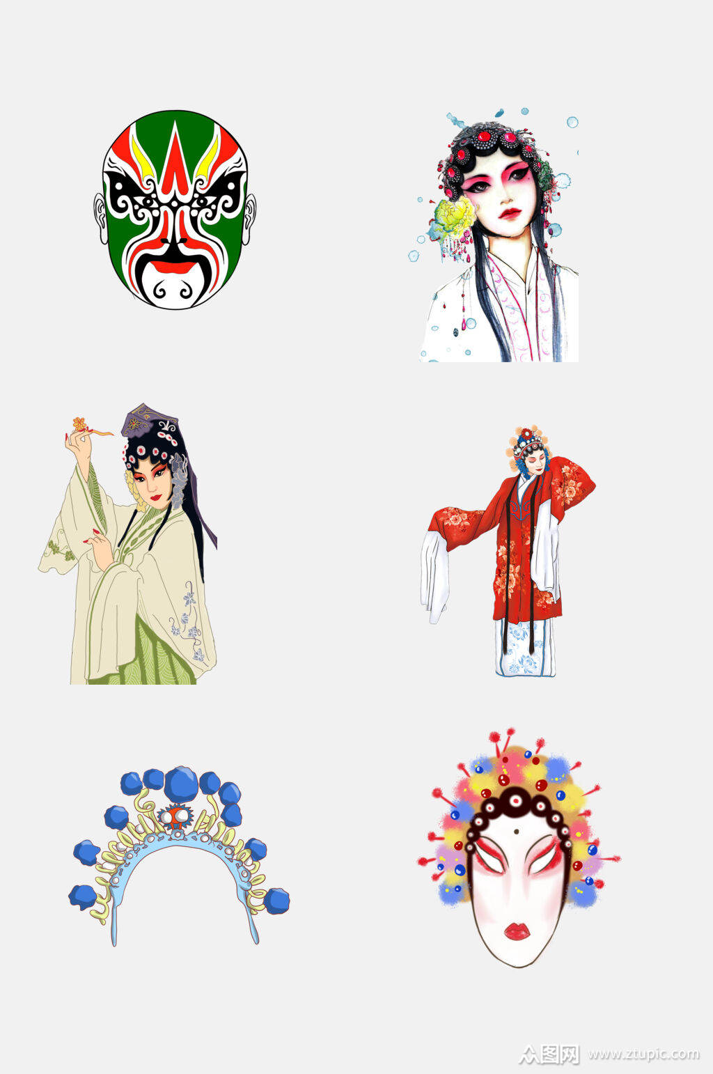 卡通京剧脸谱免抠设计元素素材模板下载-编号1903999-众图网