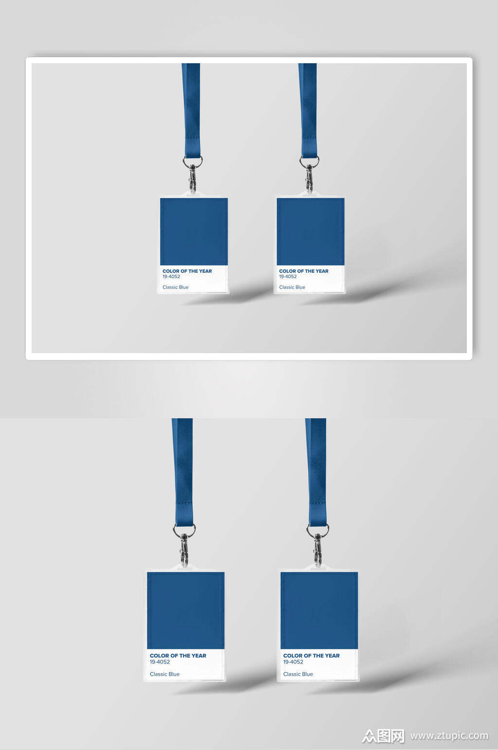 文创商务蓝白工作牌样机效果图素材