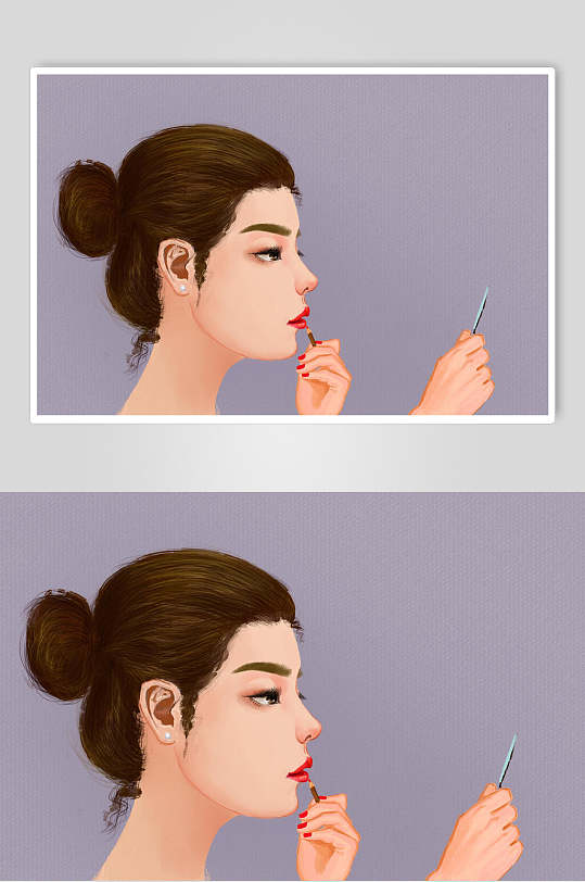 涂口红美容美妆插画素材