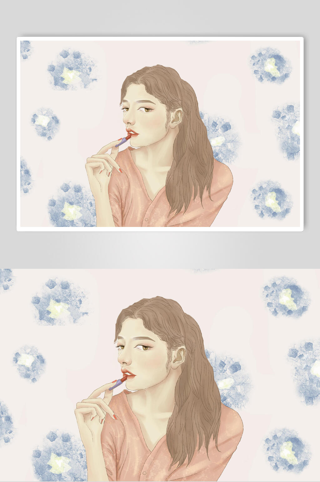 唯美口红唇妆美容美妆插画素材素材