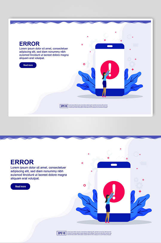 扁平化简洁手机报错页面插画设计素材