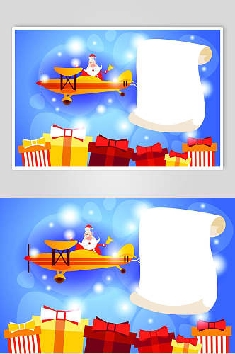 飞机圣诞老人圣诞节背景设计元素素材