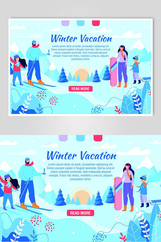冬季运动会扁平化插画设计素材