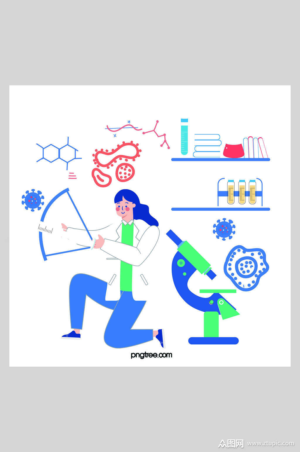 医药研究扁平化插画设计素材