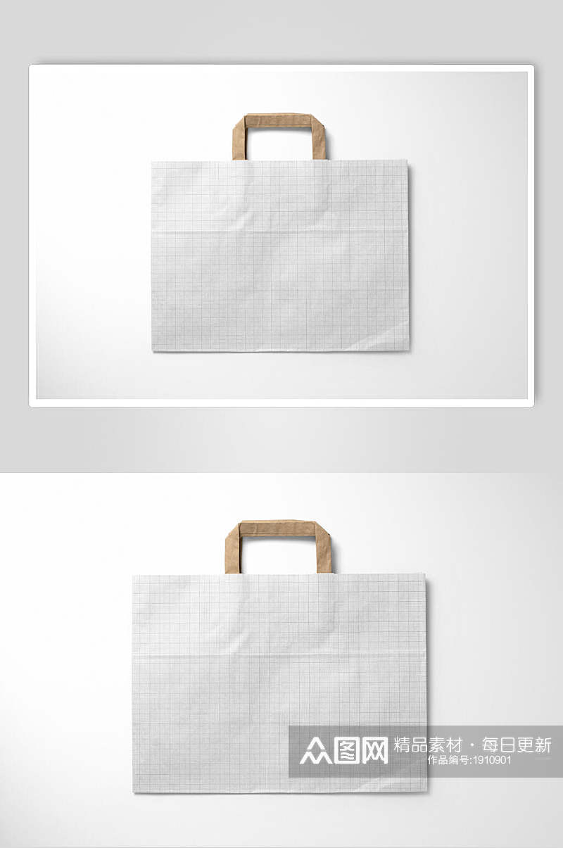 高端白色横版手提袋样机设计素材