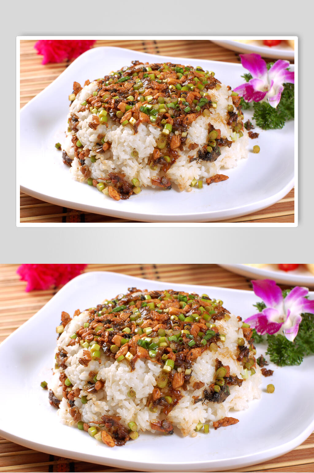 鸡粒芽菜炒饭高清图片素材