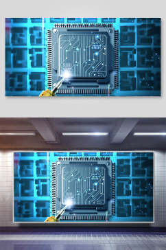 科技AI焊接电路板设计背景素材