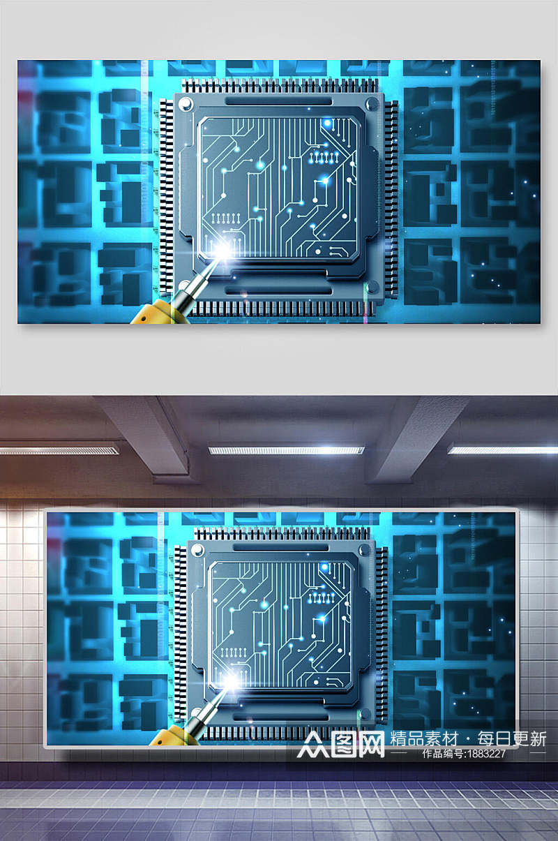 科技AI焊接电路板设计背景素材素材