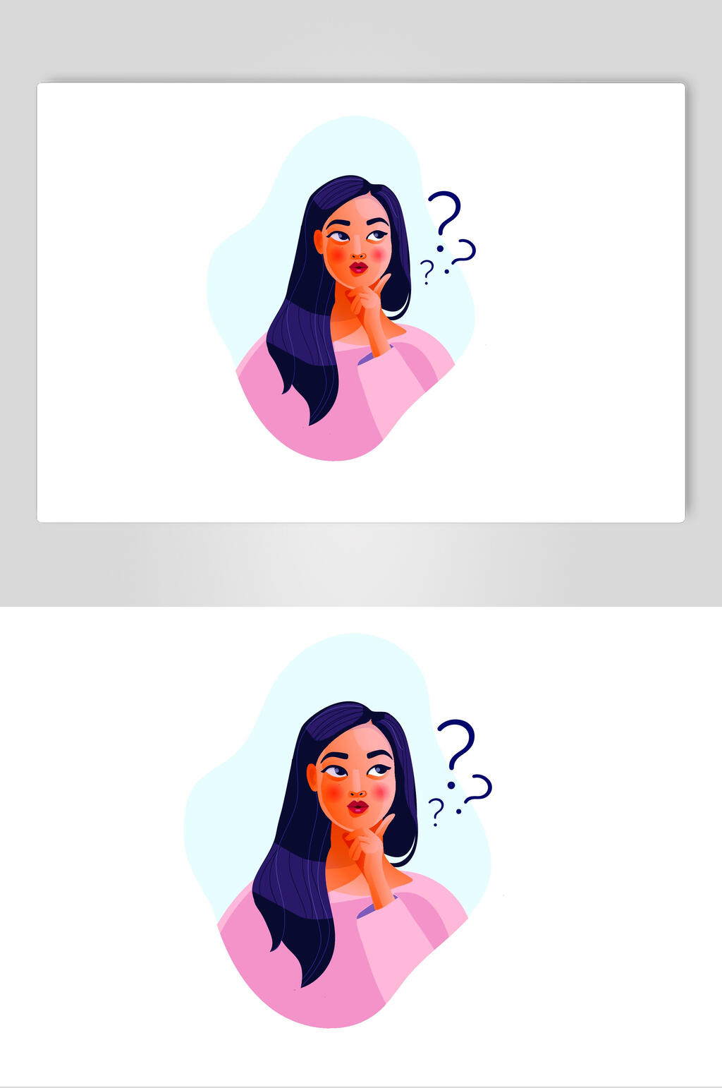 扁平化女士思考插画素材素材