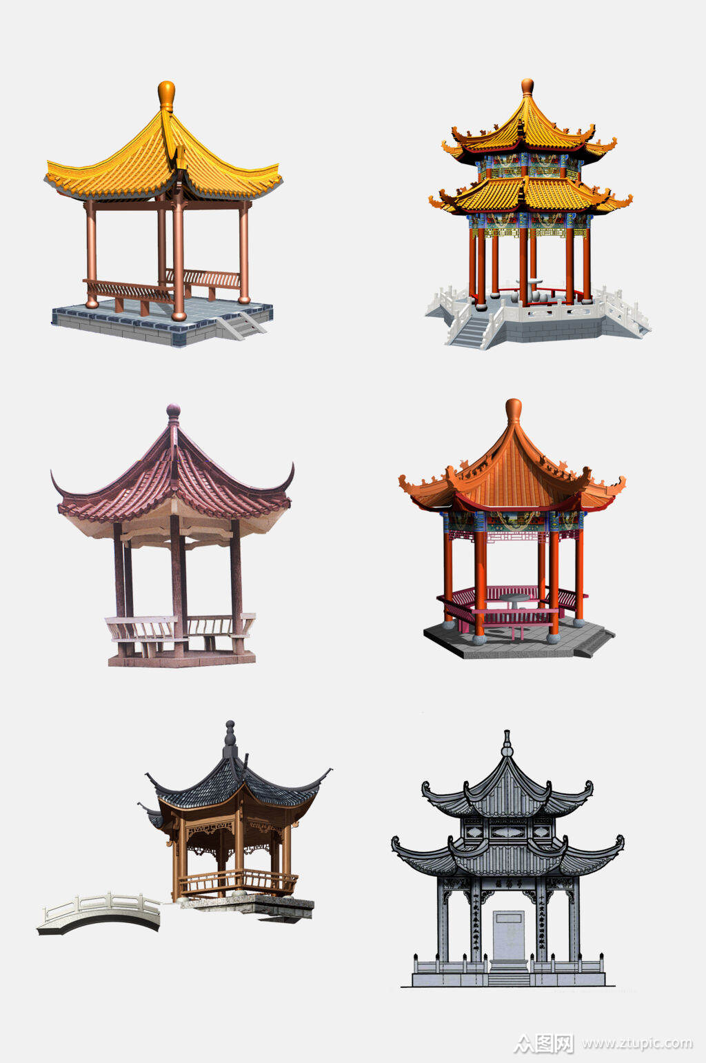 简约亭子庭院免抠设计元素素材素材