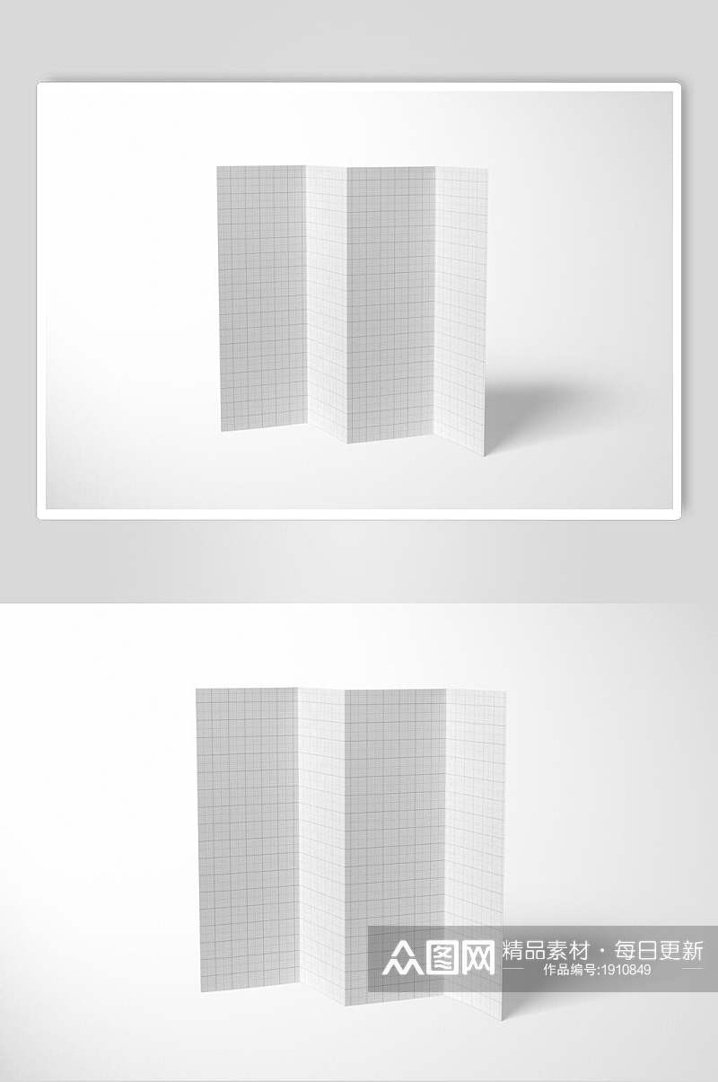 白色高端四折页样机设计素材