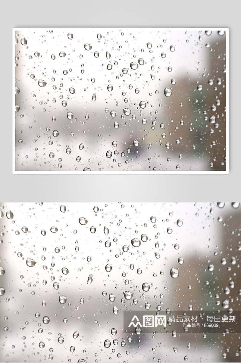纯白透明水珠雨滴图片素材