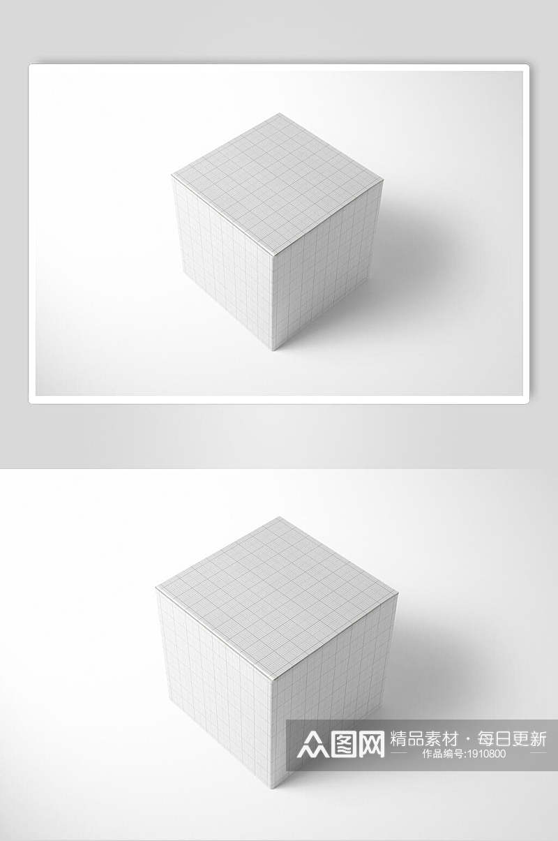 白色简约高端方形包装盒样机设计素材