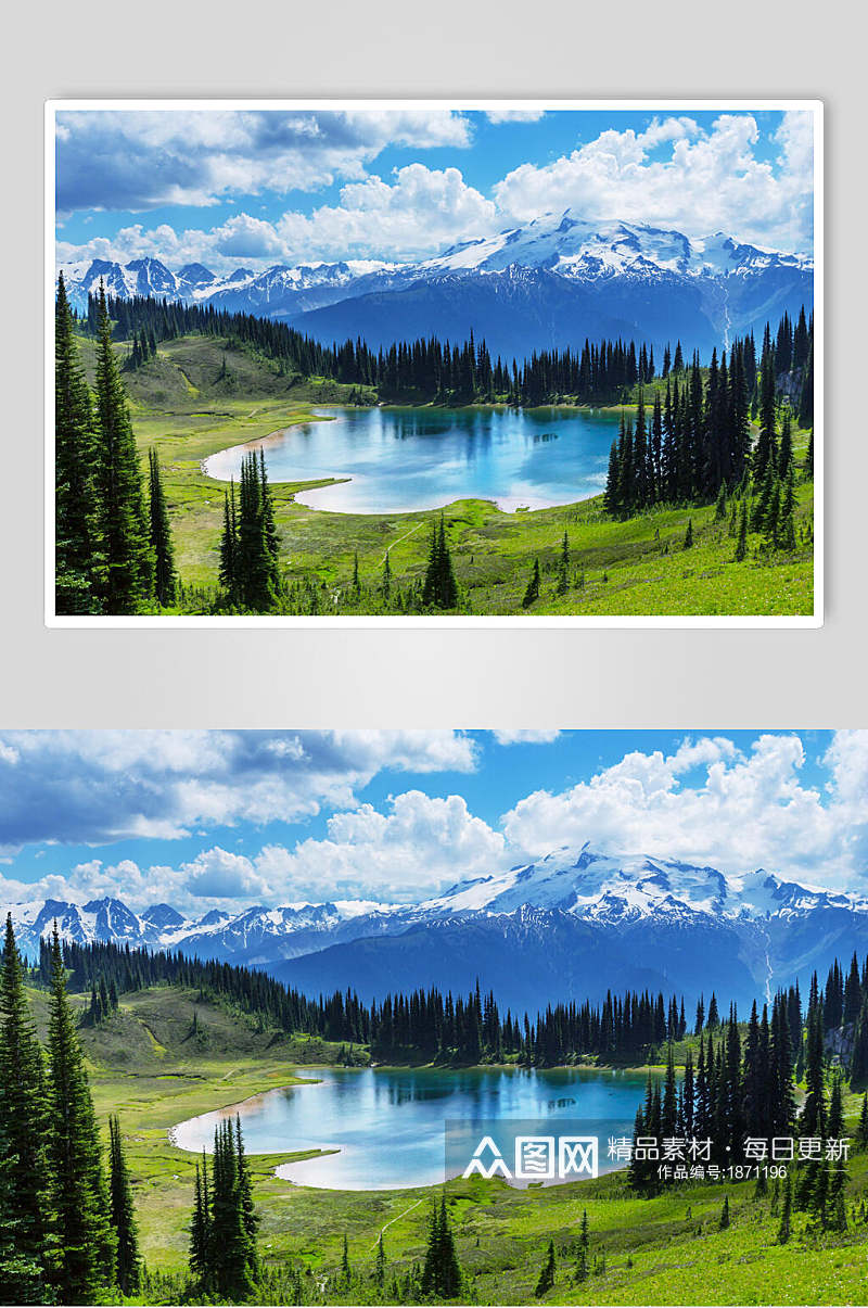 大自然山峰湖泊风景图片素材